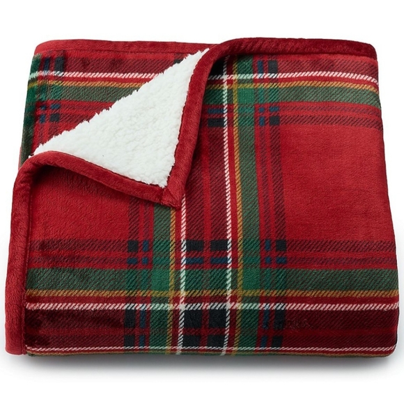 Cuddl Duds Bedding Nwt Cuddl Duds Plush Sherpa Throw Redgreen Plaid